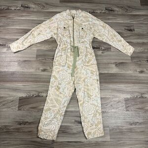 Free People Movement Off To The Races Jumpsuit in Beige Combo Size Extra Small